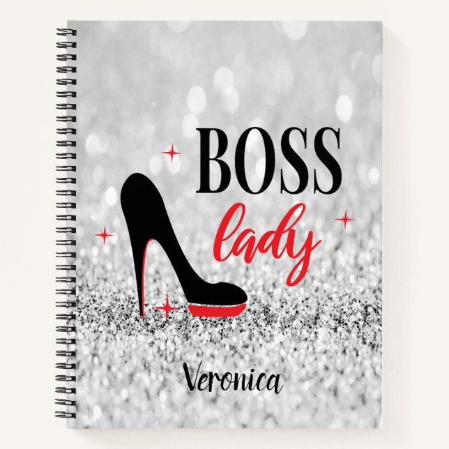 Carnet Personalisé Rouge Bas Stiletto Talon Boss Lady (Devant)