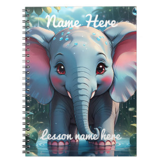 Carnet Personalised Cute Elephant in the Rain 