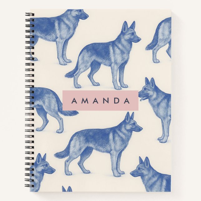 Carnet Personalized Aesthetic German Shepherd Pattern (Devant)