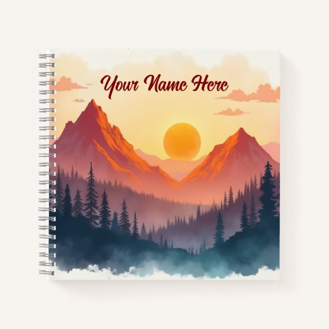 Carnet Personalized Boho Mountains at Sunrise (Devant)