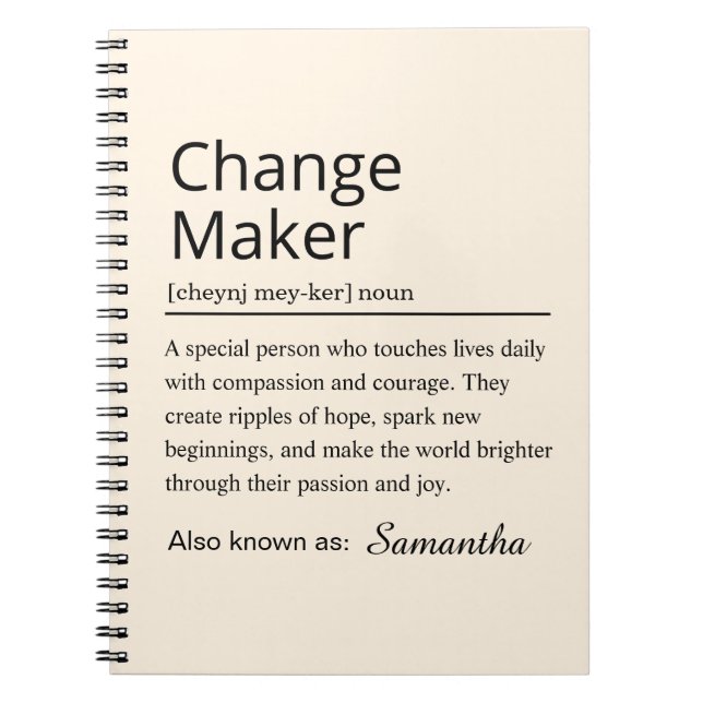 Carnet Personalized Change Maker Definition (Devant)