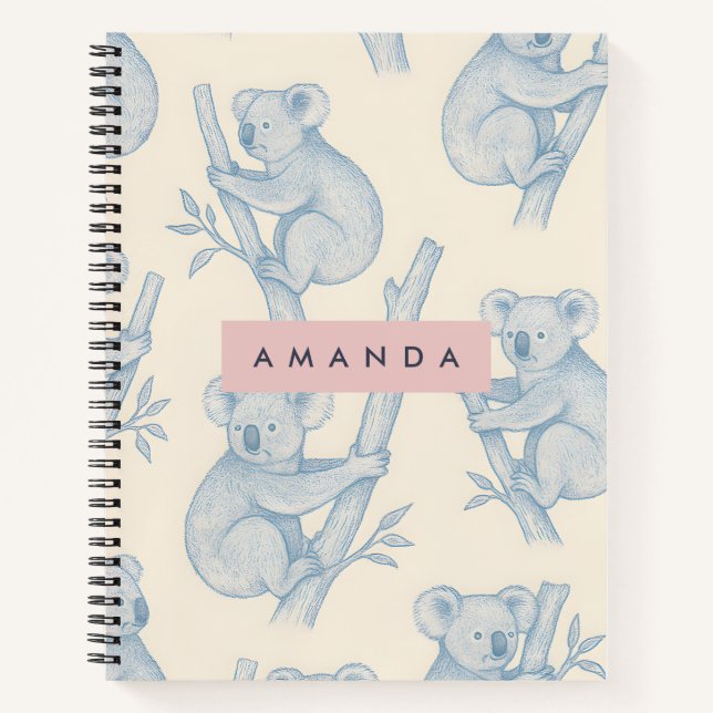 Carnet Personalized Cozy Koala Pattern (Devant)