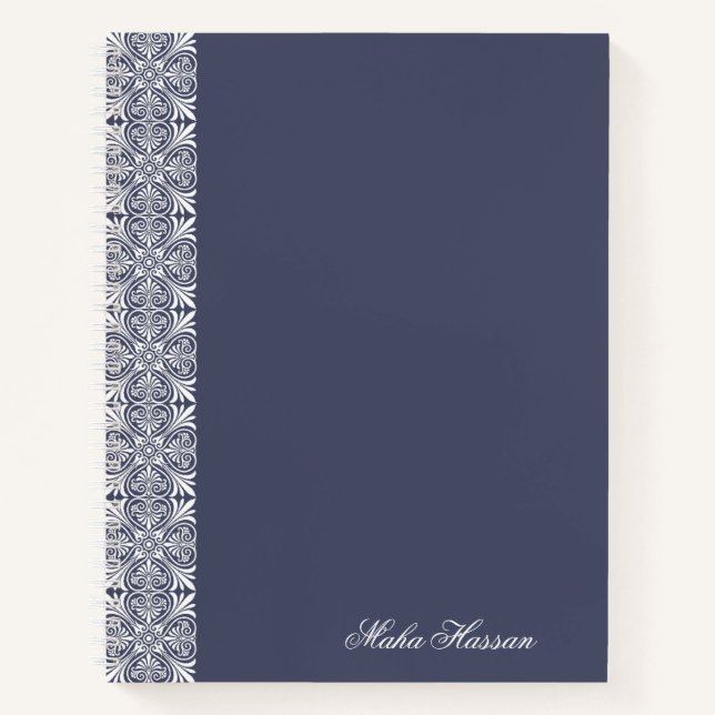 Carnet Personalized crown blue Floral Notebook   (Devant)