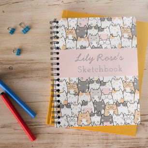 Carnet Personalized Cute Cat Pattern Sketchbook