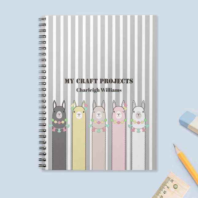 Carnet Personalized Cute Retro Colorful Llamas Notebook (Créateur téléchargé)