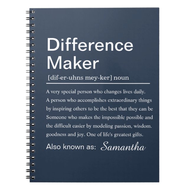 Carnet Personalized Difference Maker Definition Custom (Devant)