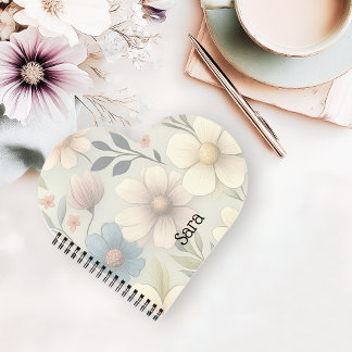 Carnet Personalized Floral Heart-Shaped Notebook