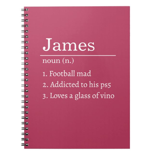 Carnet Personalized Funny Dictionary Definition Black  (Devant)