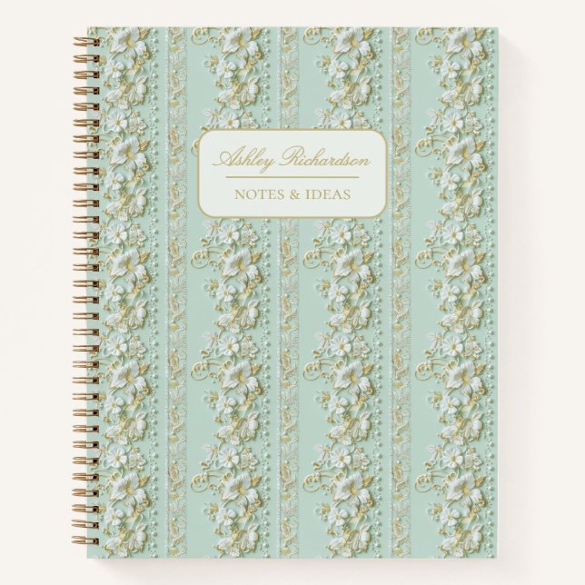 Carnet Personalized Green Floral Notebook (Devant)