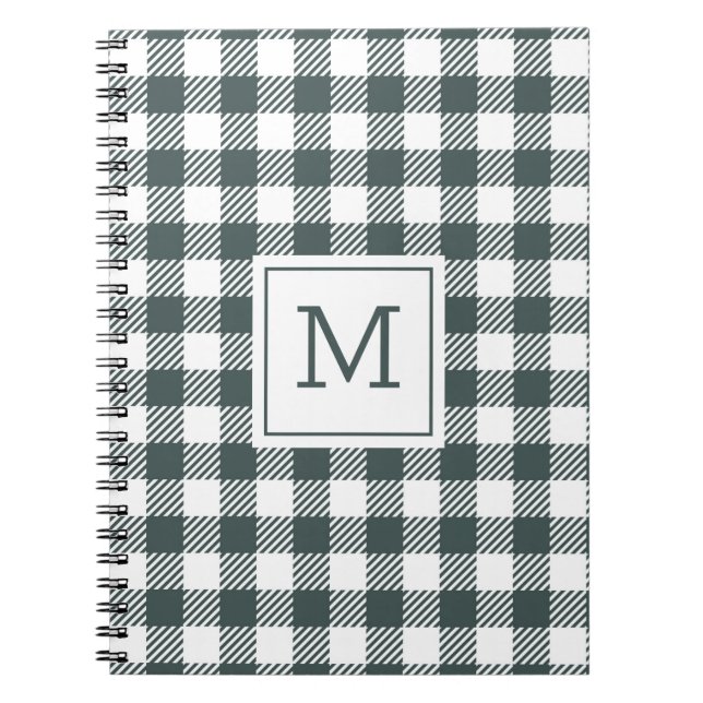 Carnet Personalized Green Gingham Plaid Monogram (Devant)