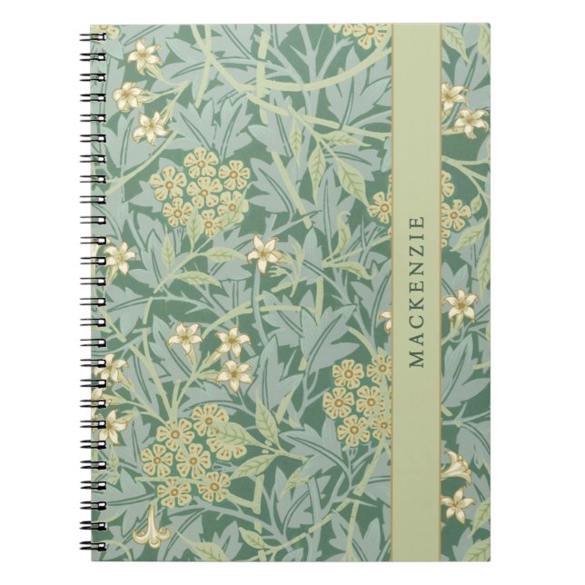 Carnet Personalized Green Jasmine Floral Pattern (Devant)
