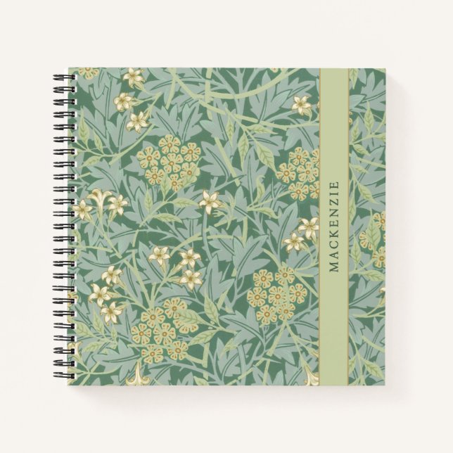 Carnet Personalized Green Jasmine Floral Pattern (Devant)