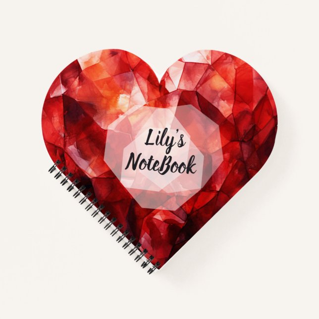 Carnet Personalized Heart Spiral NoteBook For Work& Study (Devant)