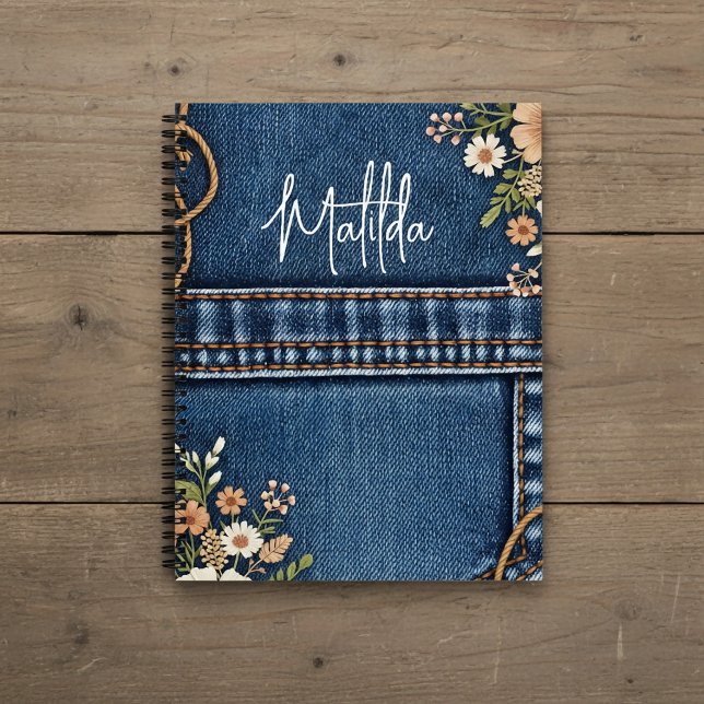 Carnet Personalized jeans and florals  (Créateur téléchargé)