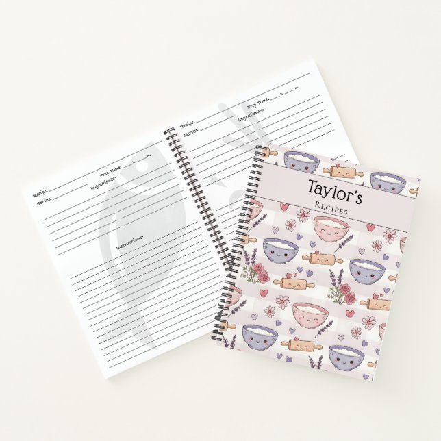 Carnet Personalized Kawaii Recipe Heart Keepsake Recipe  (Intérieur)