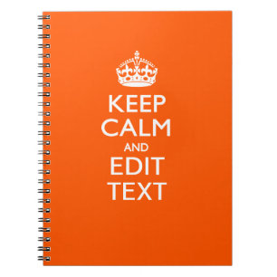 Carnet Personalized KEEP CALM Your Text Orange Accent