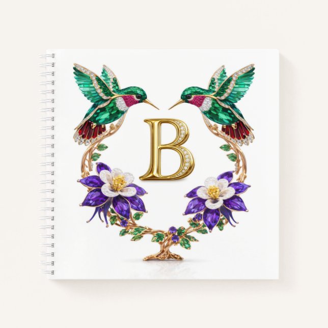 Carnet Personalized Letter B Wedding Planner Hummingbird (Devant)