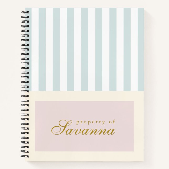 Carnet Personalized Minimalist Aesthetic Pastel Notebook (Devant)