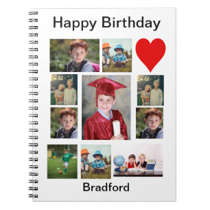 Carnet Personalized Modern Birthday 11 Photo Collage  