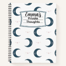 Personalized Moon Pattern Spiral Notebook 8.5x11