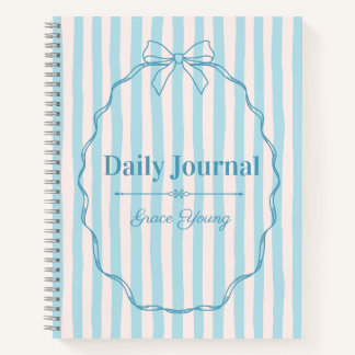 Carnet Personalized Name Custom Blue Ribbon  Elegant