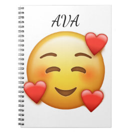 Carnet Personalized Name Notebook with Hearts Emoji