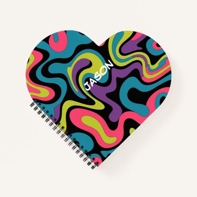 Carnet Personalized Neon Abstract Pattern — Retro Design (Devant)