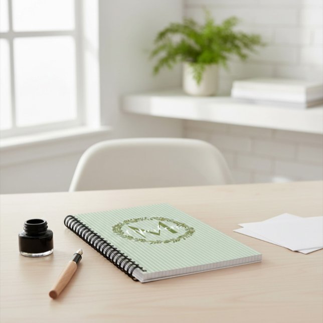 Carnet Personalized Olive Wreath Monogram  (Créateur téléchargé)