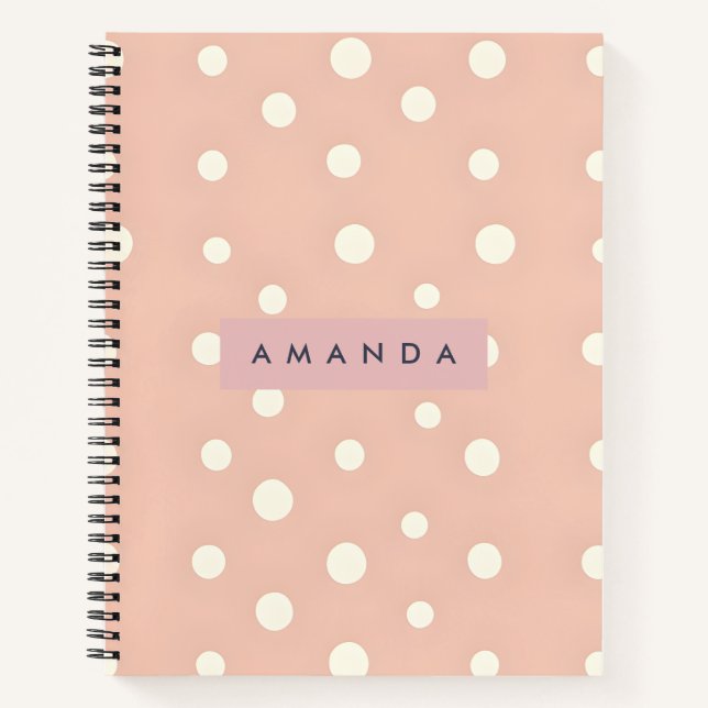 Carnet Personalized Pastel Cream Dots on Blush (Devant)
