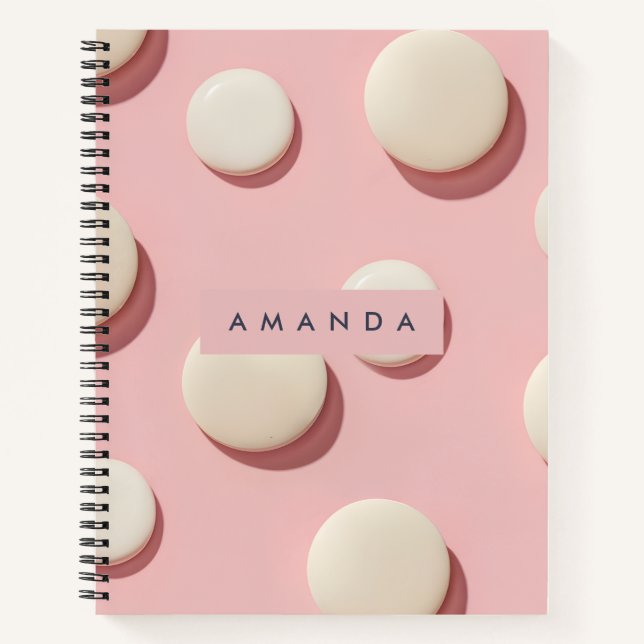 Carnet Personalized Pastel Pink with Cream Dot (Devant)