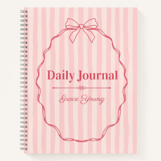 Carnet Personalized Pink Ribbon Name Custom Elegant