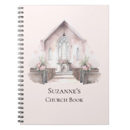 Carnet Personalized Pink Watercolor Church Book