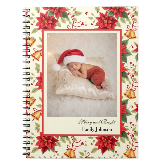 Carnet Personalized Retro Christmas Floral Stationery  (Devant)