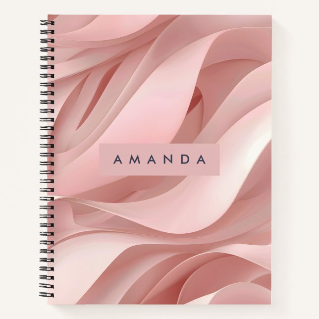Carnet Personalized Soft Blush Pink Abstract Flow Design (Devant)