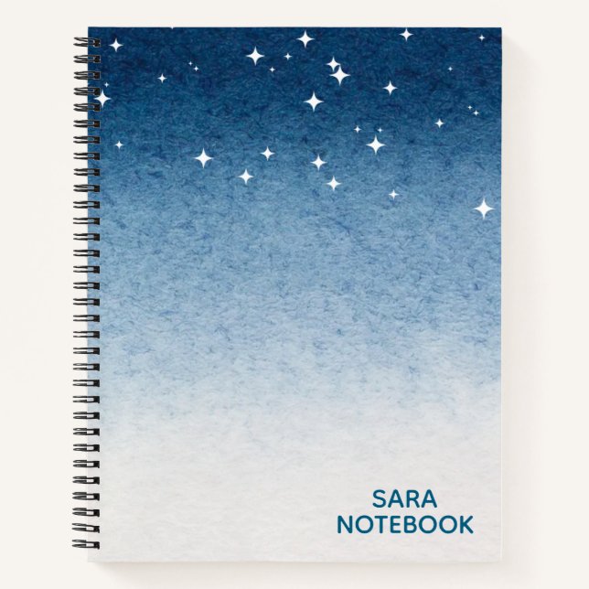Carnet Personalized Starry Night Blue Gradient Notebook (Devant)