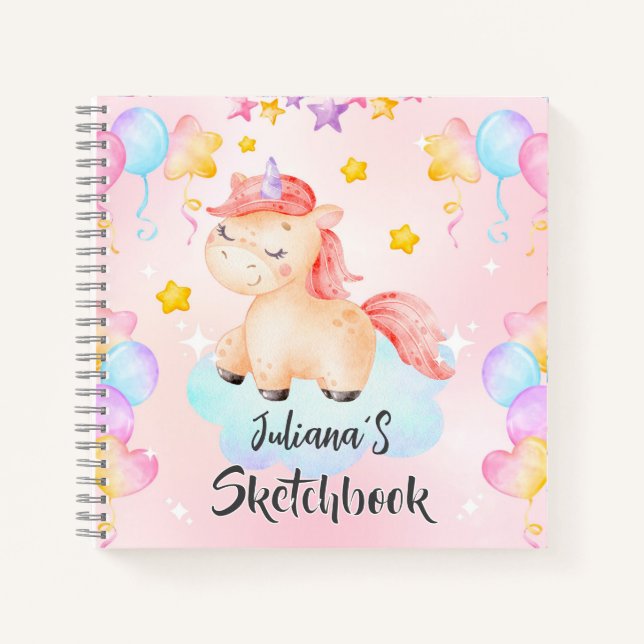 Carnet Personalized Unicorn Kids Sketchbook (Devant)