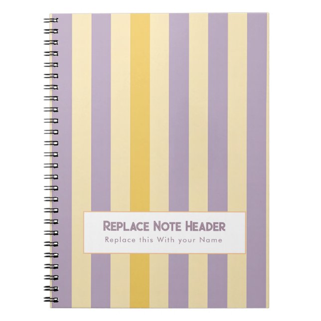 Carnet Personalized Vertical Stripe Yellow Lavender (Devant)