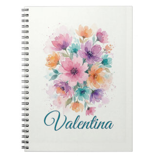 Carnet Personalized Watercolor Floral Name Notebook