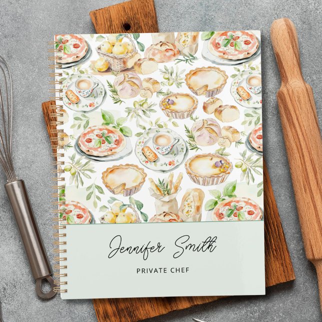 Carnet Personalized Watercolor Food Cooking Recipe Book (In situ)