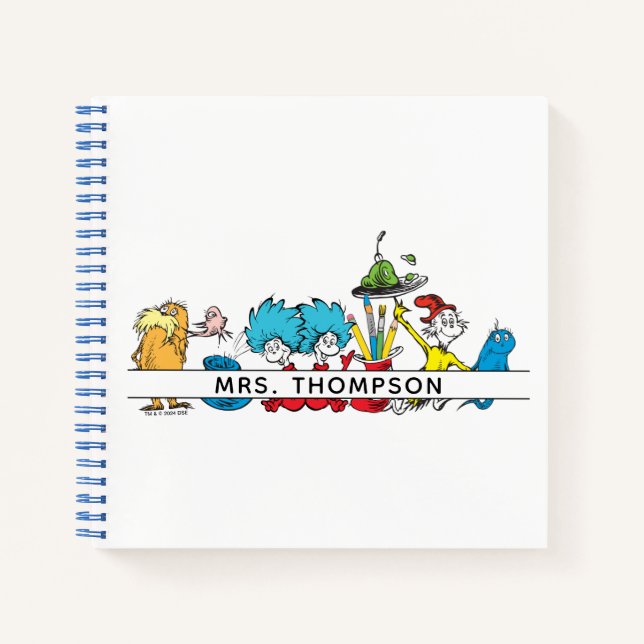Carnet Personnages de Dr Seuss & nom de l'enseignant (Devant)