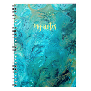 Carnet Personnalisable couleur bleu émeraude faux marbre 