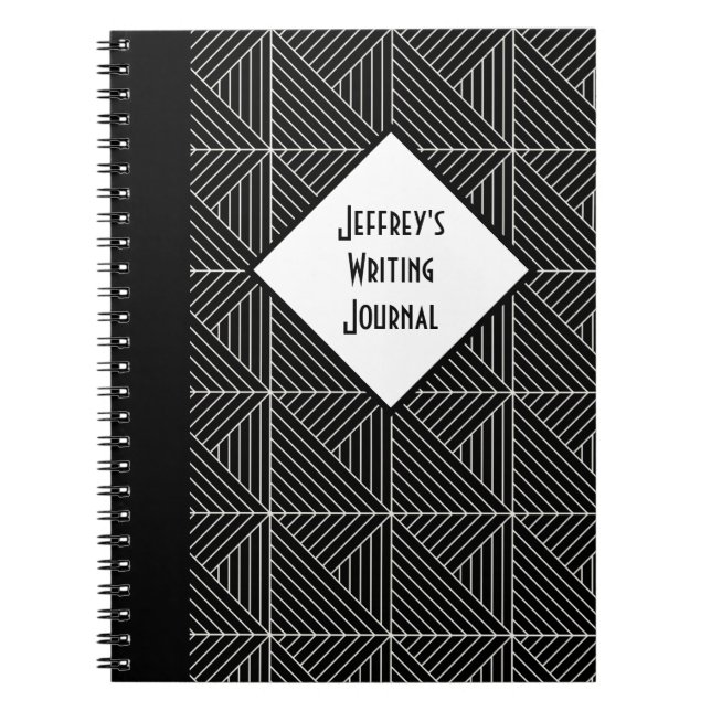Carnet Personnalisable Géométrique noir et blanc (Devant)