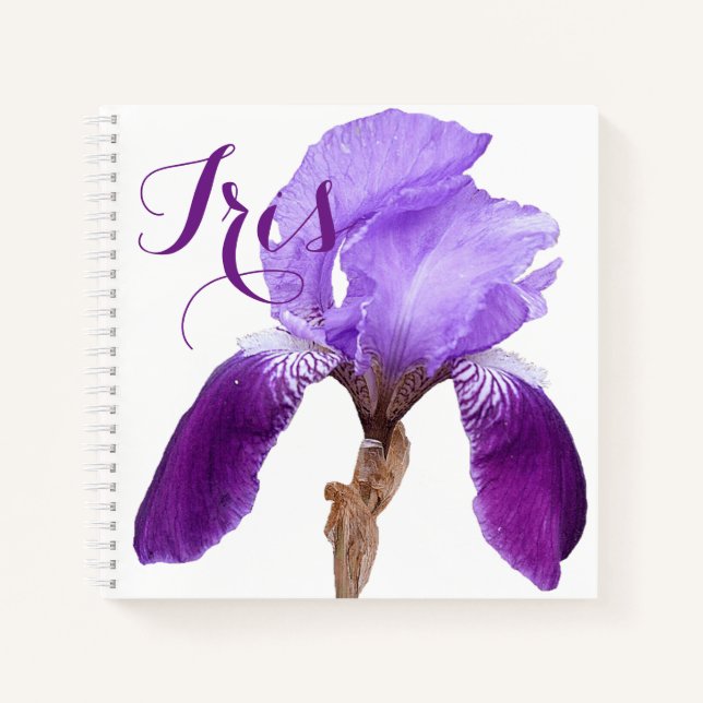 Carnet Personnalisable Iris nom joli iris violet fleuri (Devant)