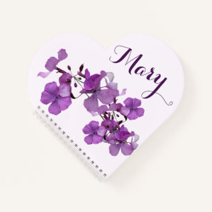 Carnet Personnalisable nom Mary joli mauve floral simple