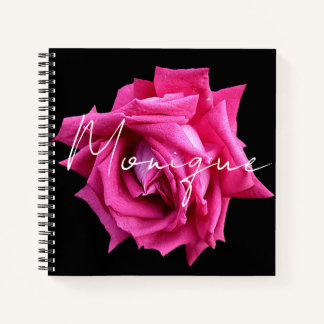 Carnet Personnalisable nom Monique rose rose chaud floral