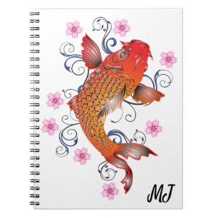 Carnet Personnalisation du poisson Koi oriental jaune et 