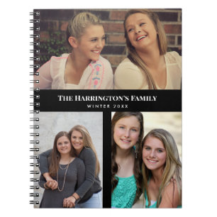 Carnet Personnalisé 3 sections Famille Photo Collage Blac