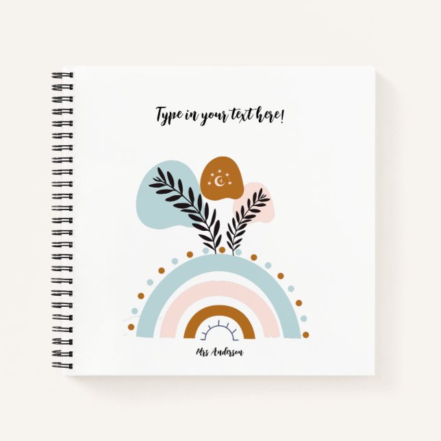 Carnet personnalisé arc-en-ciel boho (Devant)