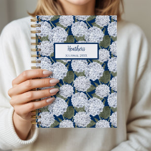 Carnet personnalisé aux fleurs d'hortensia