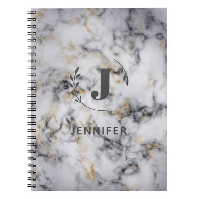 Carnet personnalisé avec monogramme sur marbre qua (Devant)